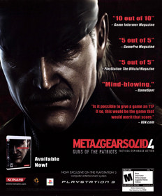 Metal Gear Solid 4: Guns of the Patriots - Advertisement Flyer - Front (United States) - 1800x2178