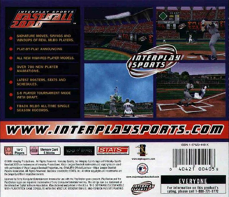 Interplay Sports Baseball 2000 - Box - Back (North America) - 794x680