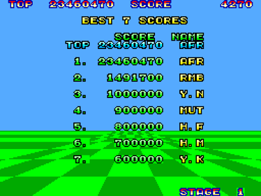 Space Harrier - Screenshot - High Scores (World) - 512x384