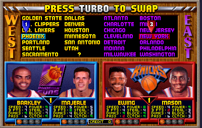 NBA Jam Tournament Edition - Screenshot - Game Select (World) - 400x254