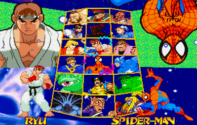 Marvel Super Heroes vs. Street Fighter - Screenshot - Game Select (Japan) - 352x224