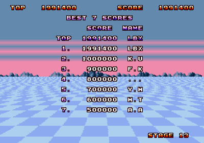 Space Harrier II - Screenshot - High Scores (World) - 640x448