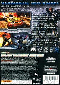 Transformers: Dark of the Moon - Box - Back (Germany) - 997x1406