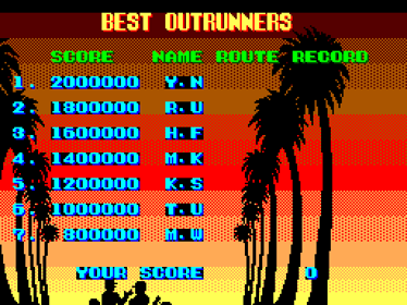 OutRun - Screenshot - High Scores (World) - 512x384