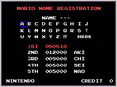 Mario Bros. - Screenshot - High Scores (World) - 256x192