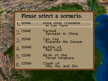 Romance of the Three Kingdoms IV: Wall of Fire - Screenshot - Game Select (North America) - 320x240