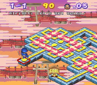 Soreyuke Ebisumaru Karakuri: Meiro Kieta Goemon no Nazo!! - Screenshot - Gameplay (World) - 256x224