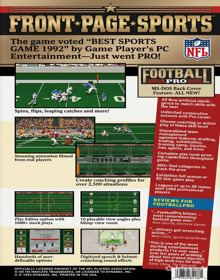 Front Page Sports: Football Pro - Fanart - Box - Back (North America) - 800x1018