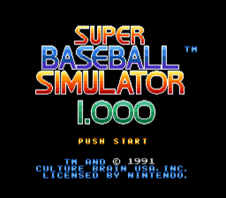 Super Baseball Simulator 1.000 - Screenshot - Game Title (North America) - 256x224
