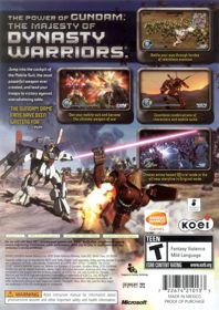 Dynasty Warriors: Gundam 3 - Box - Back (United States) - 565x800