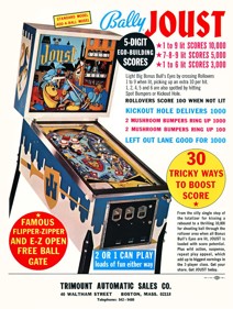Joust (Bally) - Advertisement Flyer - Front (World) - 850x1125