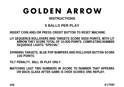 Golden Arrow - Arcade - Controls Information (World) - 993x701