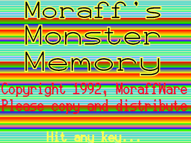 Moraff's Monster Memory - Screenshot - Game Title (World) - 1024x768