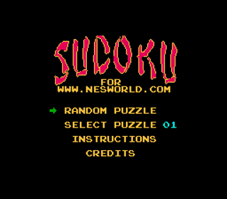 Sudoku (NESWorld Edition) - Screenshot - Game Title (World) - 256x224