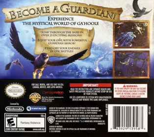 Legend of the Guardians: The Owls of Ga'Hoole - Box - Back (North America) - 1017x910