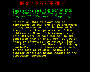 The Saga of Erik the Viking - Screenshot - Game Title (United Kingdom) - 640x512