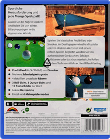3D Billiards: Pool & Snooker Remastered - Box - Back - Reconstructed (Germany) - 1000x1264