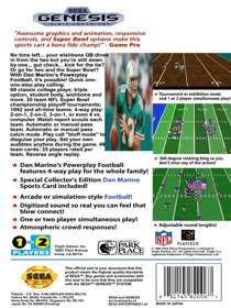 Dan Marino's Powerplay Football - Box - Back (North America) - 914x1220