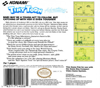 Tiny Toon Adventures DX: Babs' Big Break - Box - Back (World) - 582x512