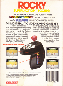 Rocky Super Action Boxing - Box - Back (North America) - 1653x2250