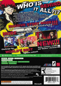 Persona 4 Arena Ultimax - Box - Back (North America) - 946x1330