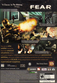F.E.A.R.: First Encounter Assault Recon - Box - Back (North America) - 640x918