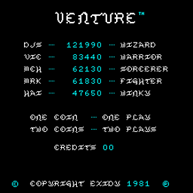 Venture - Screenshot - High Scores (North America) - 256x256