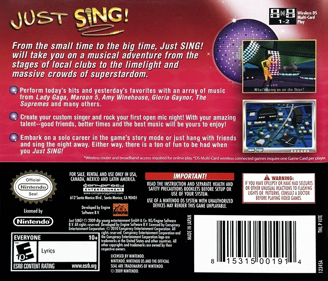 Just Sing! - Box - Back (North America) - 965x826