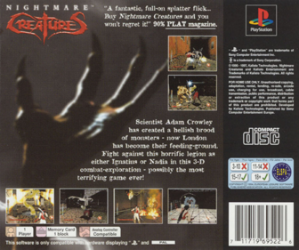 Nightmare Creatures - Box - Back (Europe) - 1616x1351