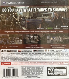 The Walking Dead: Survival Instinct - Box - Back (North America) - 1193x1375
