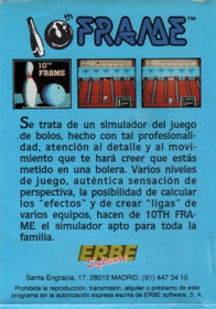 10th Frame: Pro Bowling Simulator - Box - Back (Spain) - 393x561