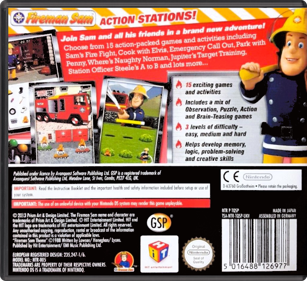 Fireman Sam: Action Stations - Box - Back - Reconstructed (Europe) - 774x708