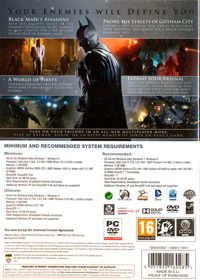 Batman: Arkham Origins - Box - Back (Europe) - 1000x1400