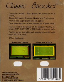 Classic Snooker - Box - Back (Europe) - 1208x1555