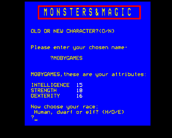 Monsters & Magic - Screenshot - Game Select (Europe) - 640x512