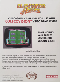 Elevator Action (CollectorVision Games) - Box - Back (World) - 497x680