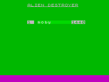 Alien Destroyer  - Screenshot - High Scores (Europe) - 256x192